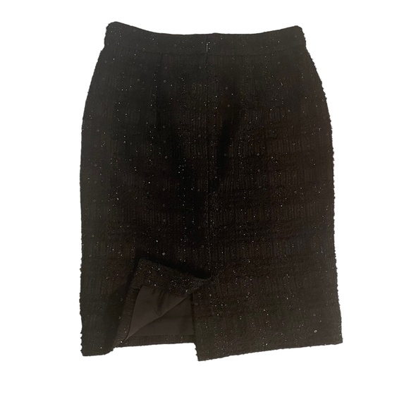 Ann‎ Taylor Petite Glittery Sequined Black Mini Pencil Skirt Size 0 NWT - Picture 2 of 6